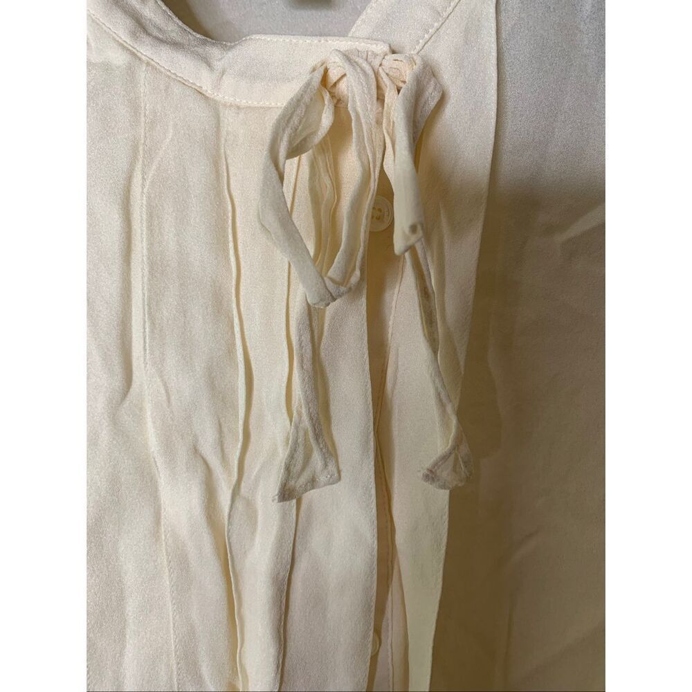 Burberry silk blouse pussybow necktie cream white women's size 4 - Picture 3 of 4